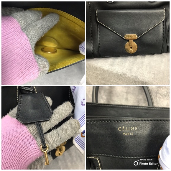 CELINE VINTAGE MICRO LUGGAGE TOTE FRONT LOCK NAVY  ‼️JUNE SALE‼️ - Picture 8 of 8